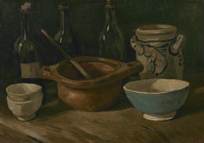 Stillleben mit Irdenware und Flaschen von Vincent van Gogh